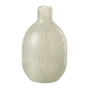 J-Line Vase Mosaique Rond Verre Gris Clair