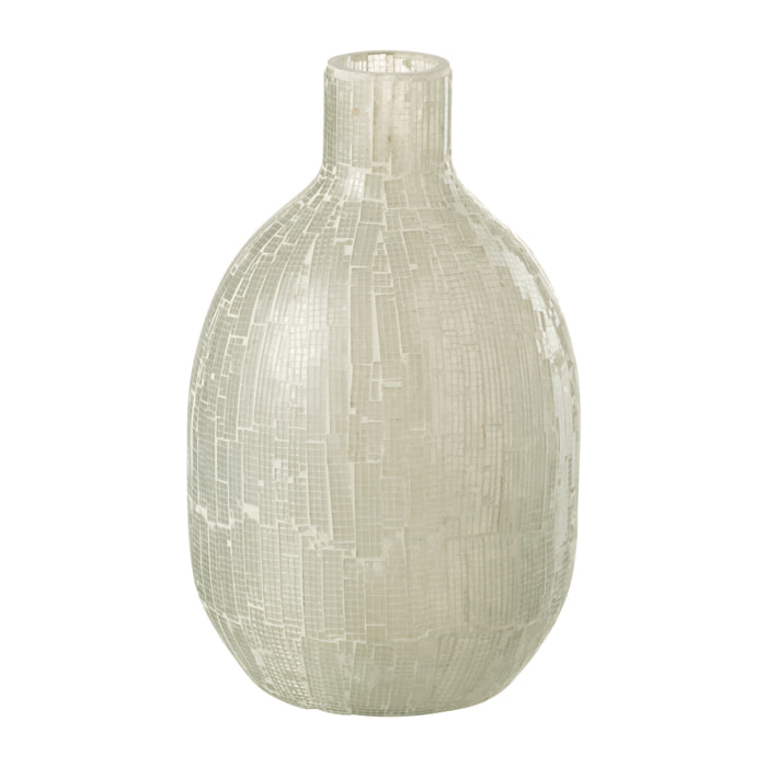 J-Line Vase Mosaique Rond Verre Gris Clair