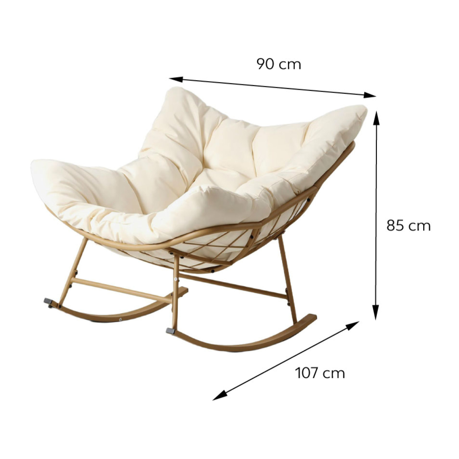 Fauteuil à bascule d'intérieur et d'extérieur beige LUMBISI