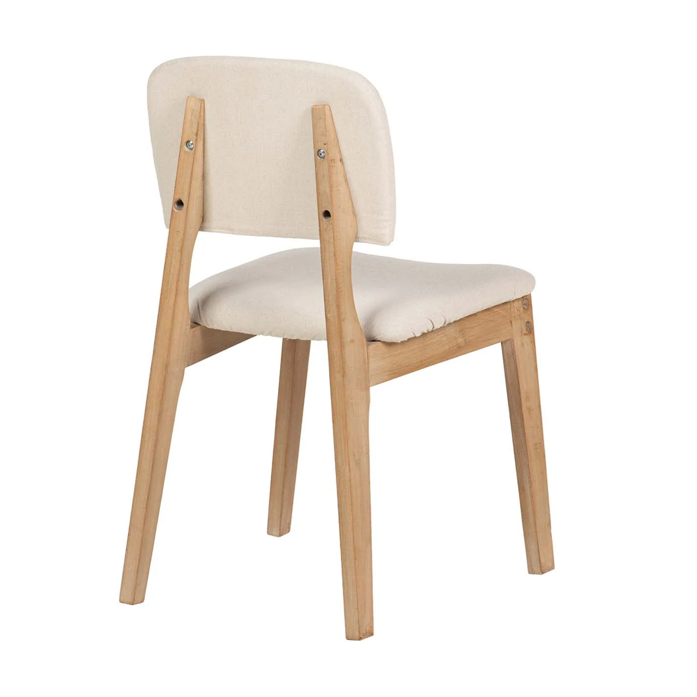 Silla Madera De Caucho Lino Beige 47x43x81 Cm
