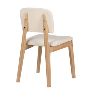 Silla Madera De Caucho Lino Beige 47x43x81 Cm