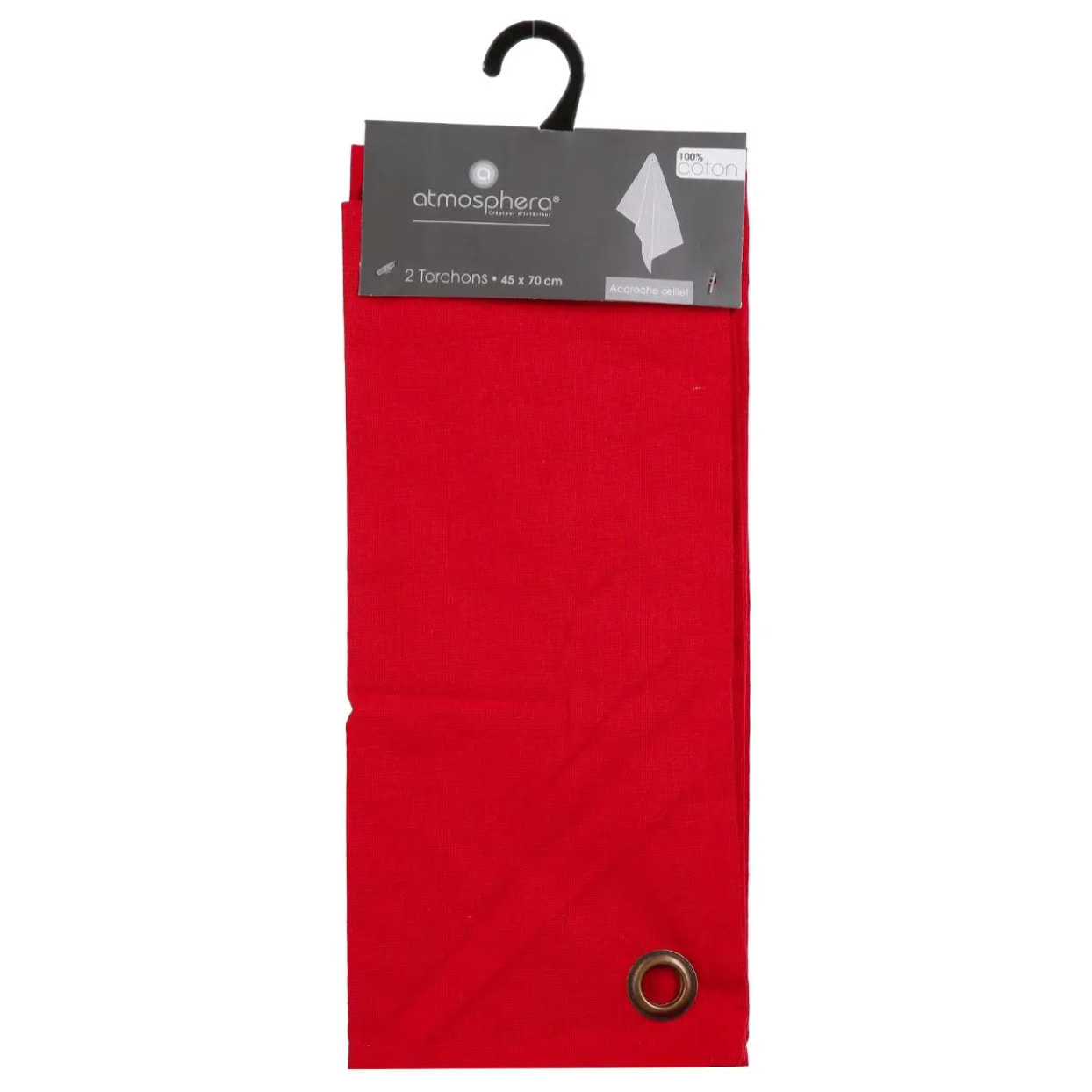 Lot de 2 torchons imprimés - coton - rouge - 45x70 cm