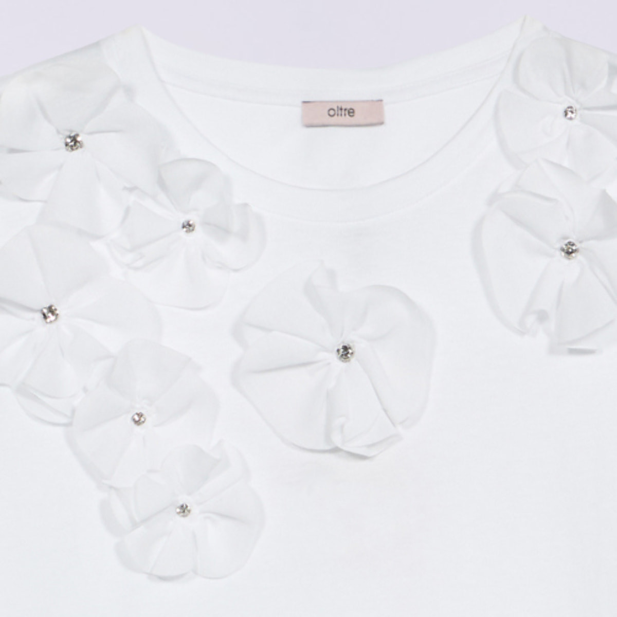 Oltre - T-shirt con applicazioni floreali - Bianco