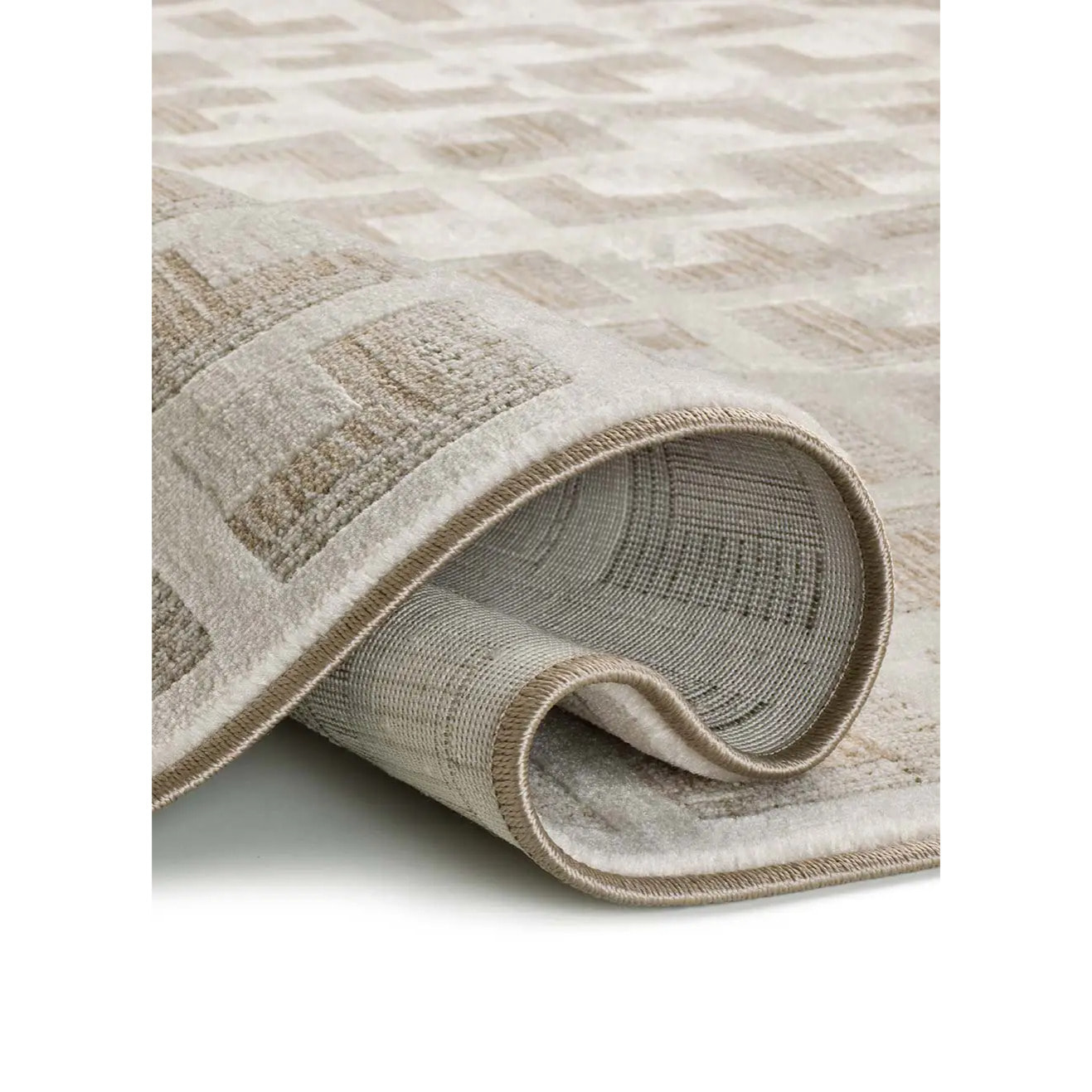 ONA Alfombra geométrica con flecos beige, varias medidas disponibles.