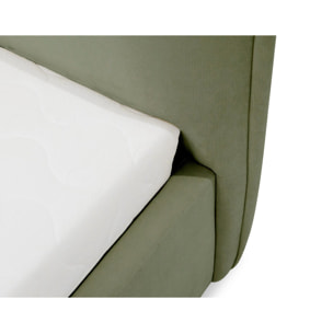 John - lit coffre - 140x200 cm - en velours - sommier inclus - Vert Kaki