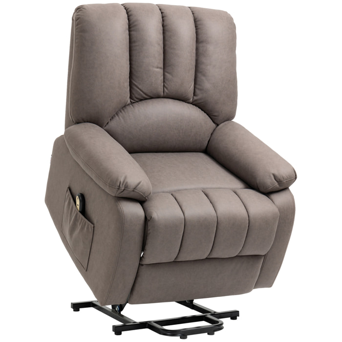 Fauteuil de relaxation électrique - fauteuil releveur inclinable - repose-pied ajustable - microfibre polyester gris