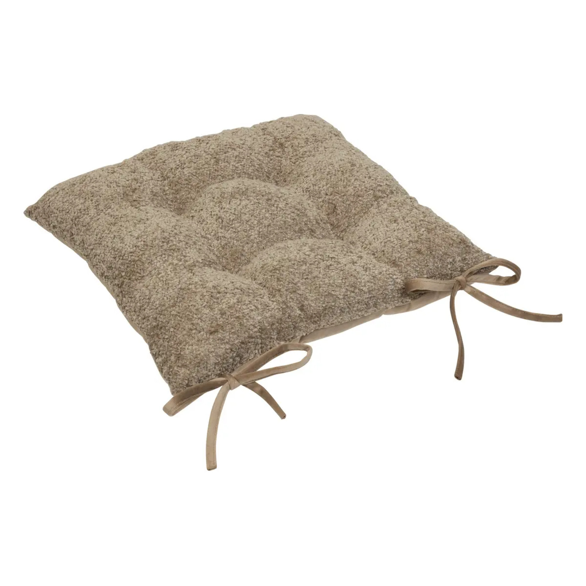 Galette de chaise Soana bouclette beige lin 38x38cm