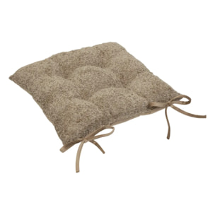 Galette de chaise Soana bouclette beige lin 38x38cm