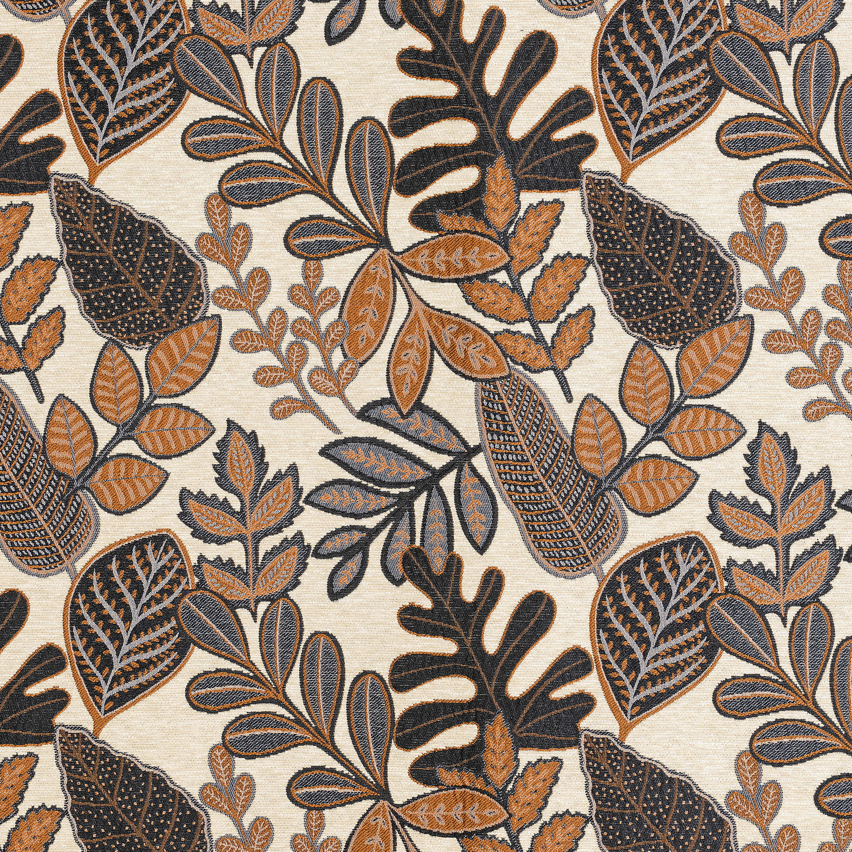 Rideau à Oeillets Motif Végétal Vintage - Marron Brun