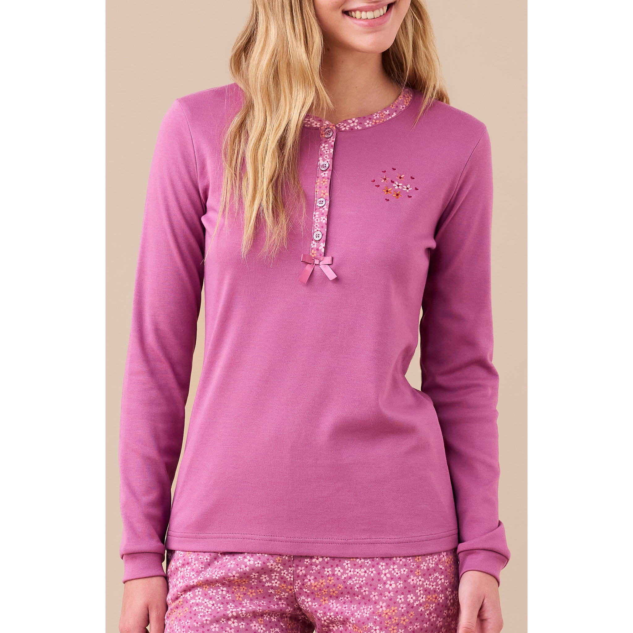 Pigiama donna caldo cotone articolo fiori. Noidinotte