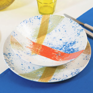 Set 6 piatti da frutta Canva in ceramica sottosmalto