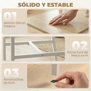 Pack de 2 Sillas de Comedor, Sillas de Cocina Modernas, con Respaldo Inclinado, Marco Metálico, para Salón, Sala de Estar, Natural