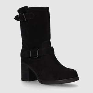 Botines de Serraje - Negro - Tacón: 5 cm