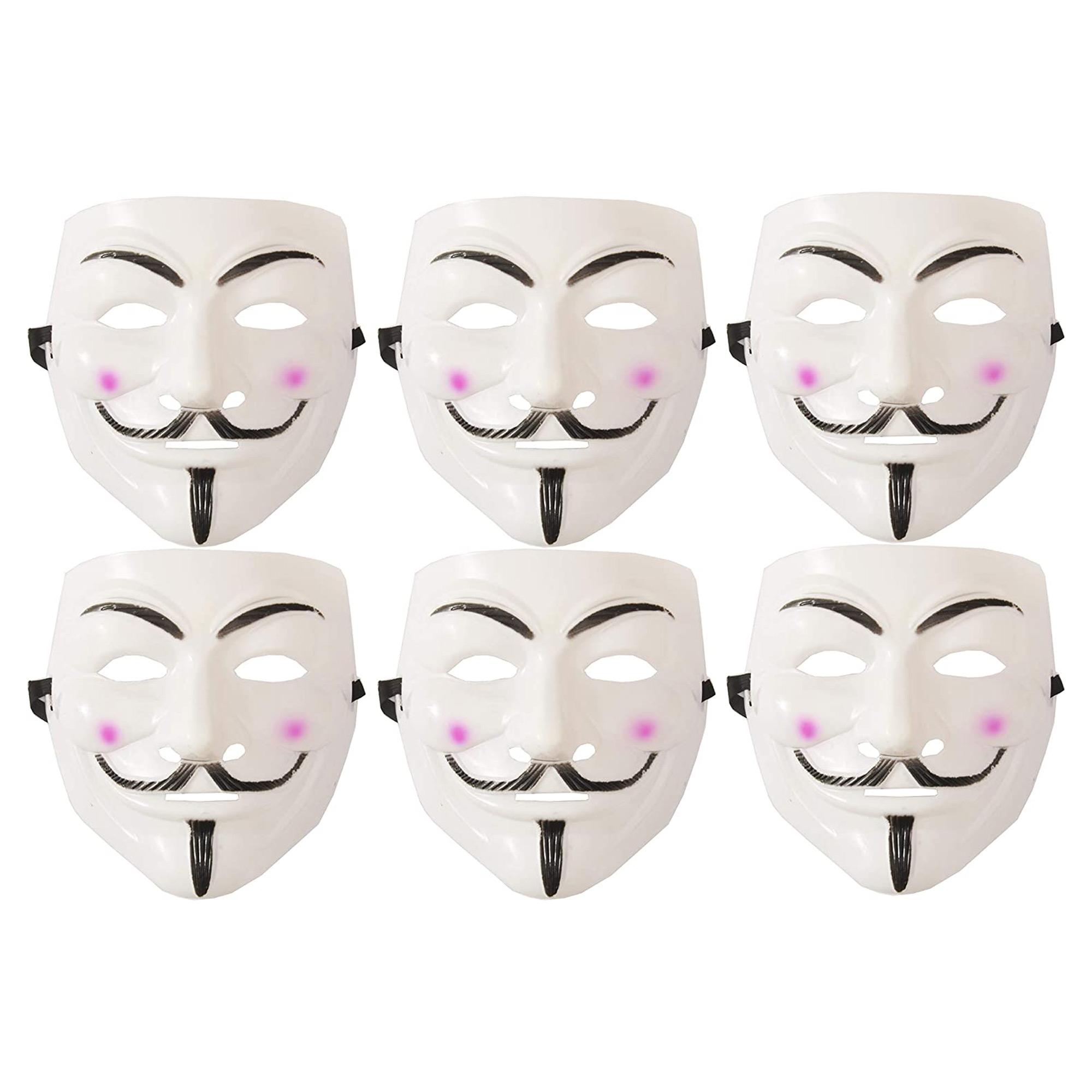 6 Maschere Carnevale Halloween Anonymous Vendetta Guy Fawkes Adulto Taglia Unica