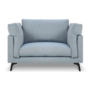 Fauteuil xl "Camille" en tissu structurel bleu clair