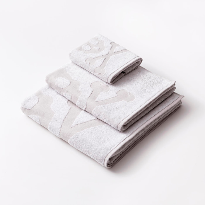 Set 6 de toallas de baño calavera (2x tocador 30x50cm + 2x manos 50x90cm + 2x baño 70x140cm) 100%algodón blanco scalpers home