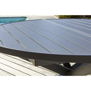 PELOSA - Ensemble repas 6 places en aluminium anthracite avec rallonge papillon