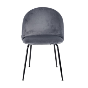 Chaise de repas tissu velours dossier capitonné pieds métal – CLEA 2
