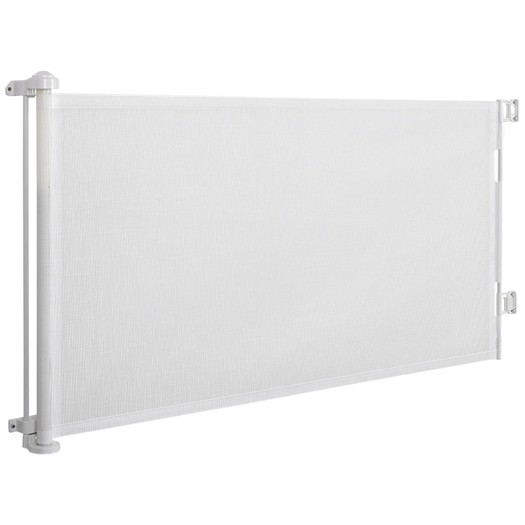 Barrière de sécurité barrière animaux rétractable automatique 1,65L x 0,85H m teslin alu. PVC blanc