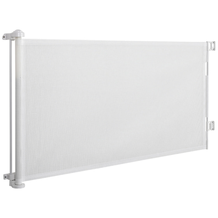 Barrière de sécurité barrière animaux rétractable automatique 1,65L x 0,85H m teslin alu. PVC blanc