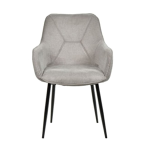 Chaise en tissu avec accoudoirs et pieds métal noir - MIKI