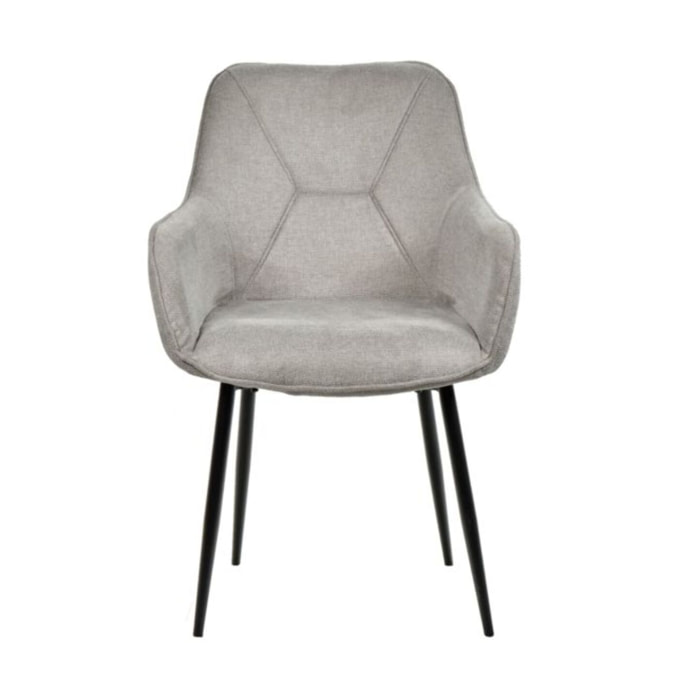 Chaise en tissu avec accoudoirs et pieds métal noir - MIKI