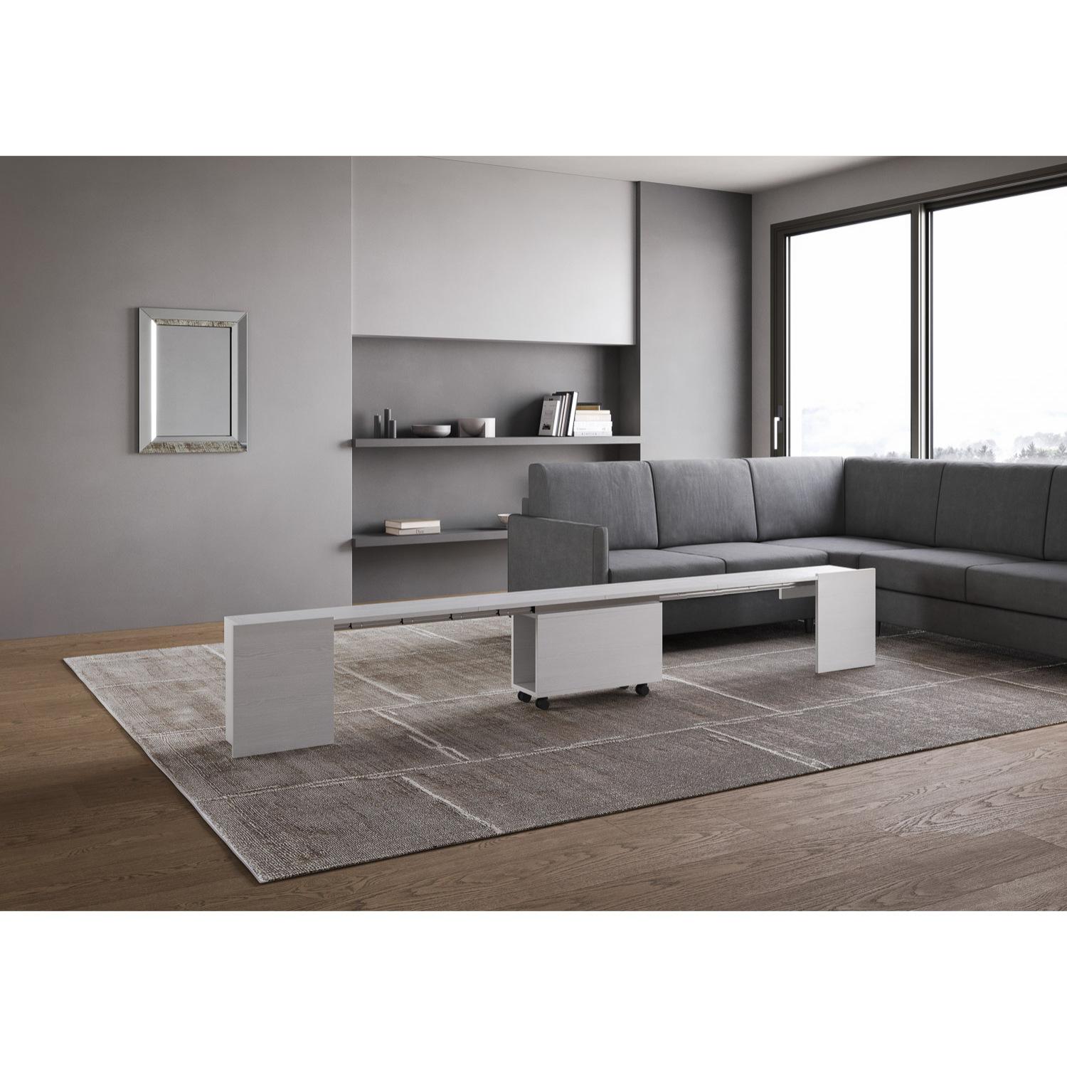 Consolle allungabile 90x42/302 cm Evolve Bianco Frassino con panca inferiore