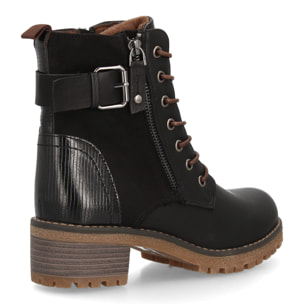 Botín mujer con cierre de cordones y hebilla