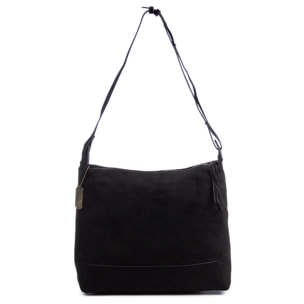 Atella bolso bandolera grande de piel auténtica gamuza.