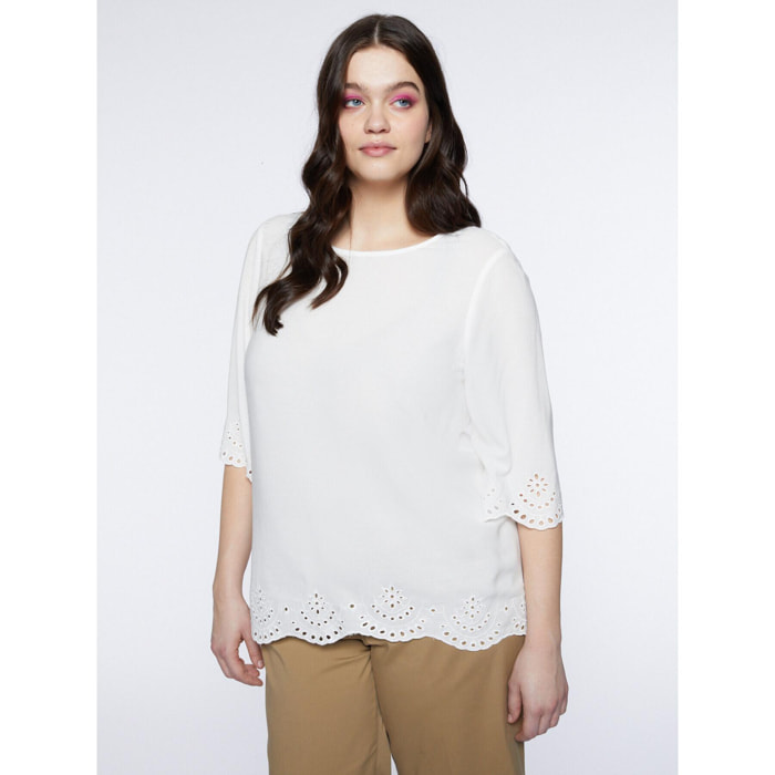 Fiorella Rubino - Blusa con parte inferior efecto encaje - Blanco