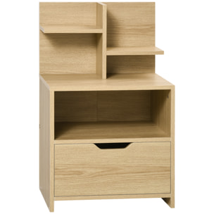 Mesita de Noche de Madera Mesilla de Noche Moderna con Cajón y Estantes de Almacenamiento Mesita Auxiliar para Salón Dormitorio 45x35x73 cm Natural