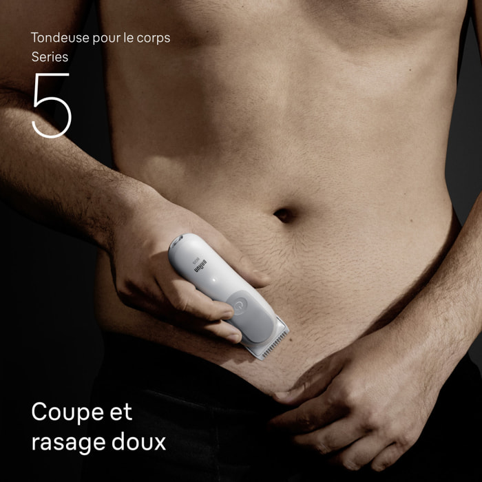 Braun Tondeuse Pour Le Corps Series 5, + 2 Outils De Rasage, Tondez Et Rasez Vos Poils, Étanche, BG5500, Gris