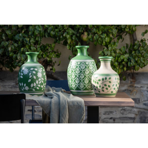J-Line vase Fleurs + Lignes - terre cuite - vert/blanc - Ø 27 cm