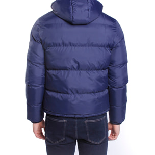 Giubbino nylon con cappuccio e logo su manica