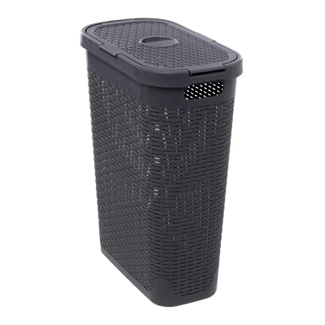 Corbeille slim Rattan 40L gris béton