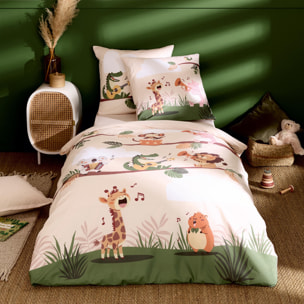 Housse de couette enfant percale de coton savane - Vert