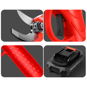 Tijeras de poda eléctricas 21V, 25mm de corte con 500W y DOBLE BATERIA 7500mAh.