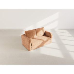 Marilia - Canapé 2 places convertible déplimousse en velours texturé - Terracotta