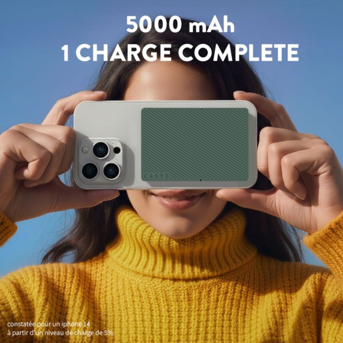 Batterie externe CASYX 5000 mAh Qi2 MagSafe avec bequille vert