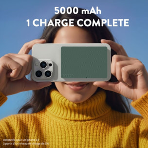 Batterie externe CASYX 5000 mAh Qi2 MagSafe avec bequille vert