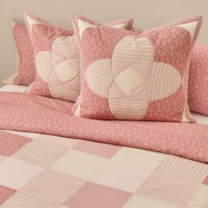 Funda nórdica algodón patchwork hojas Ritpat color rosa 100% Algodón