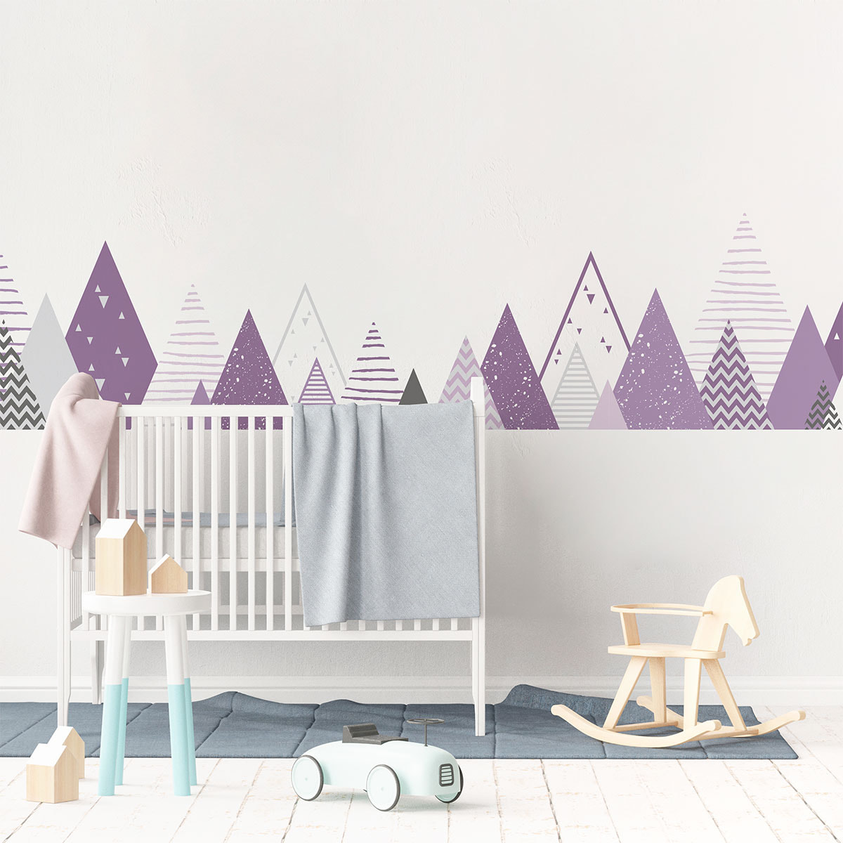 Stickers muraux enfants - Décoration chambre bébé - Autocollant Sticker mural géant enfant montagnes scandinaves RIMKERA