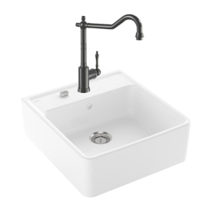 Evier Timbre d'office Tradition 1 bac vidage auto + Robinet de cuisine Avia 2.0 Anthracite