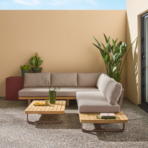 Salon de jardin d'angle bois d'acacia et aluminium 5 places ACALIA LATIKA