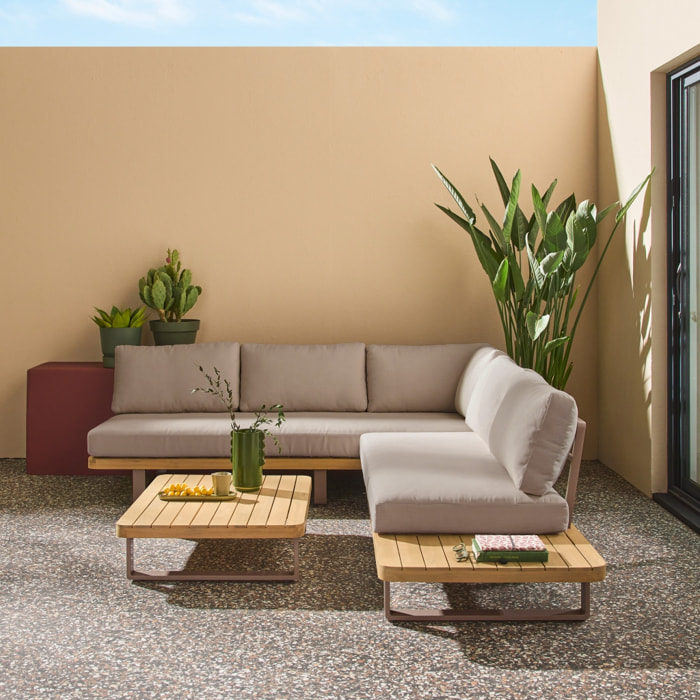 Salon de jardin d'angle bois d'acacia et aluminium 5 places ACALIA LATIKA