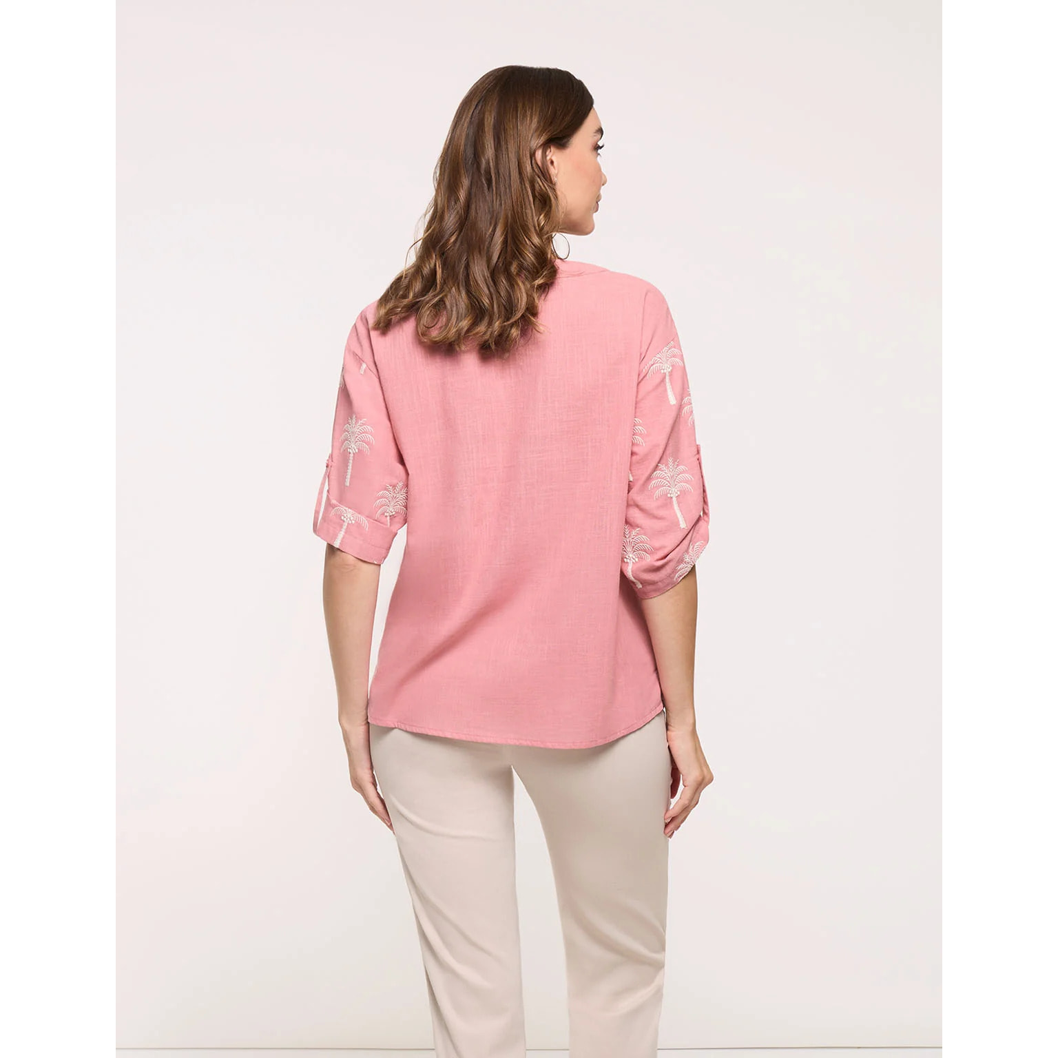 Camisa Estampado Bordado Rosa - Australis