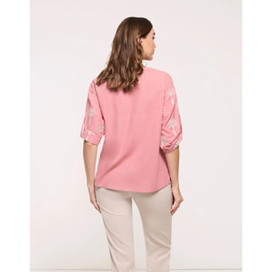 Camisa Estampado Bordado Rosa - Australis
