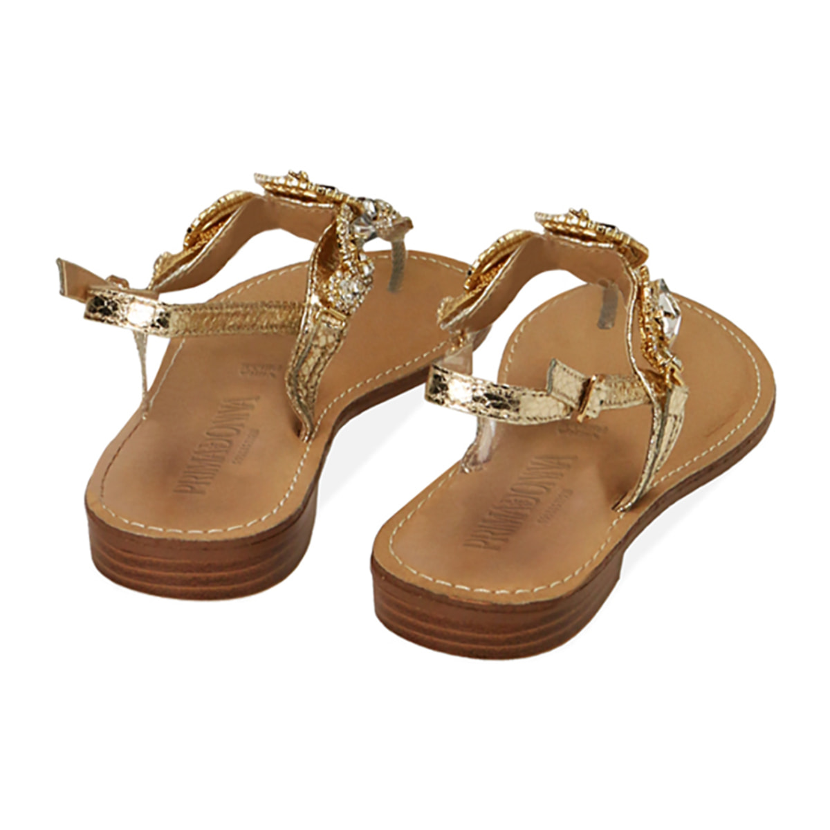 Sandalias planas con estampado de víbora dorada