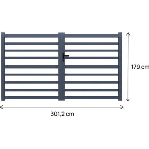 Portail aluminium ajouré "Martin" - 300 x 180 cm - Gris