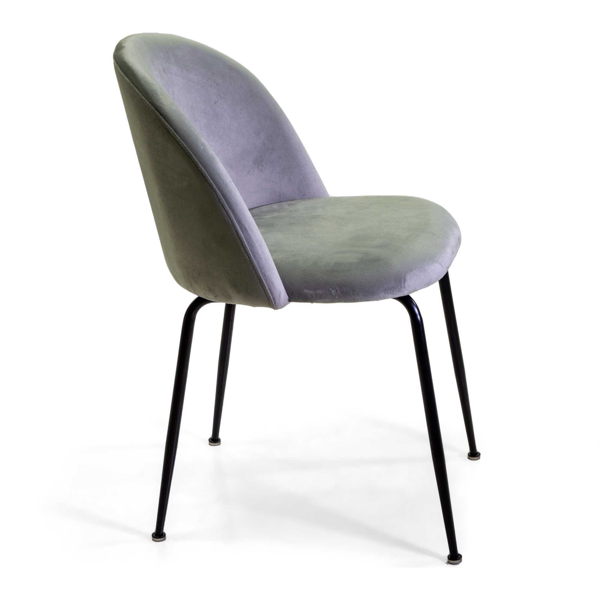 Sedia Sammi Vacchetti in velluto grigio con struttura nera cm50x57h77,5